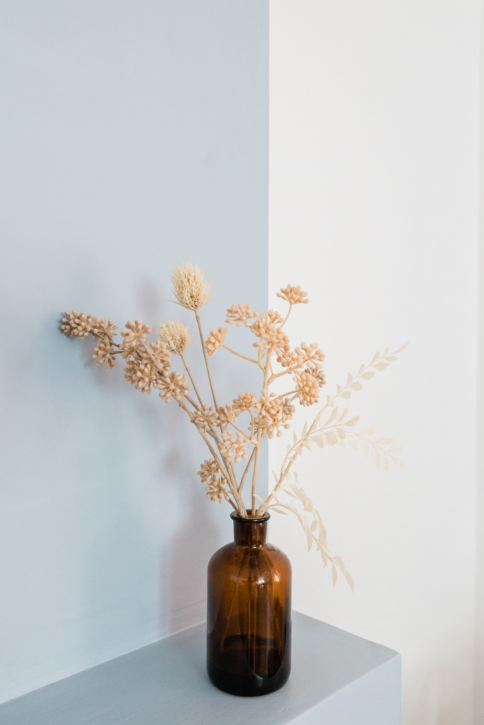 Dried Flowers in a Glass Vase